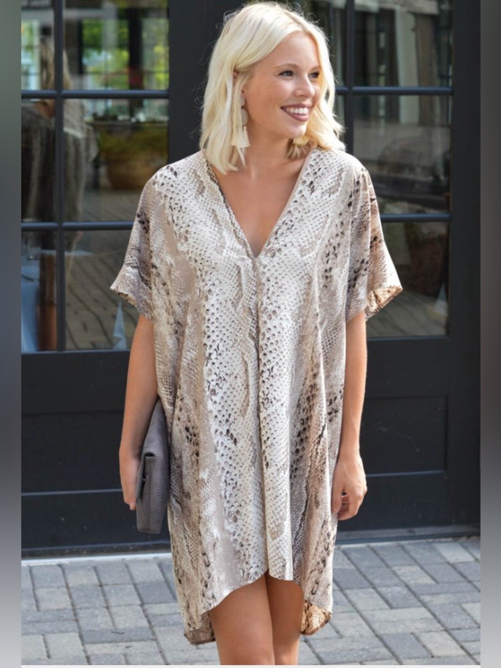 Karlie Taupe Snakeskin Dress